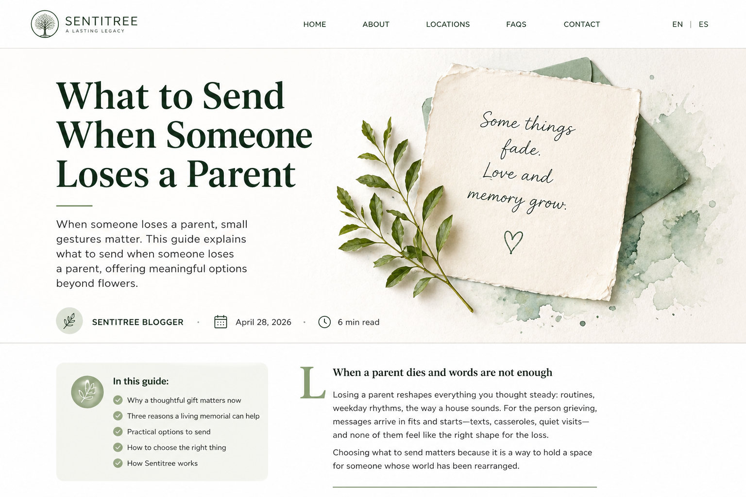 What to Send When Someone Loses a Parent